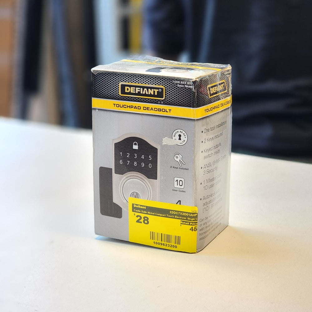 Castle Satin Nickel Compact Touch Electronic Single Cylinder Deadbolt (32GC7X2D01AHP) Castle Satin Nickel Compact Touch Electronic Single Cylinder Deadbolt (32GC7X2D01AHP)